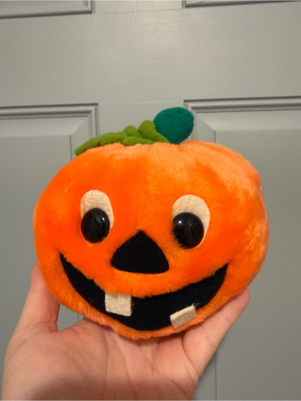Vintage 1982 Orange Plush Pumpkin Stuffed Animal - Cute Jack-O'-Lantern